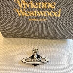Vivienne Westwood Silver and Black Orb Brooch pin